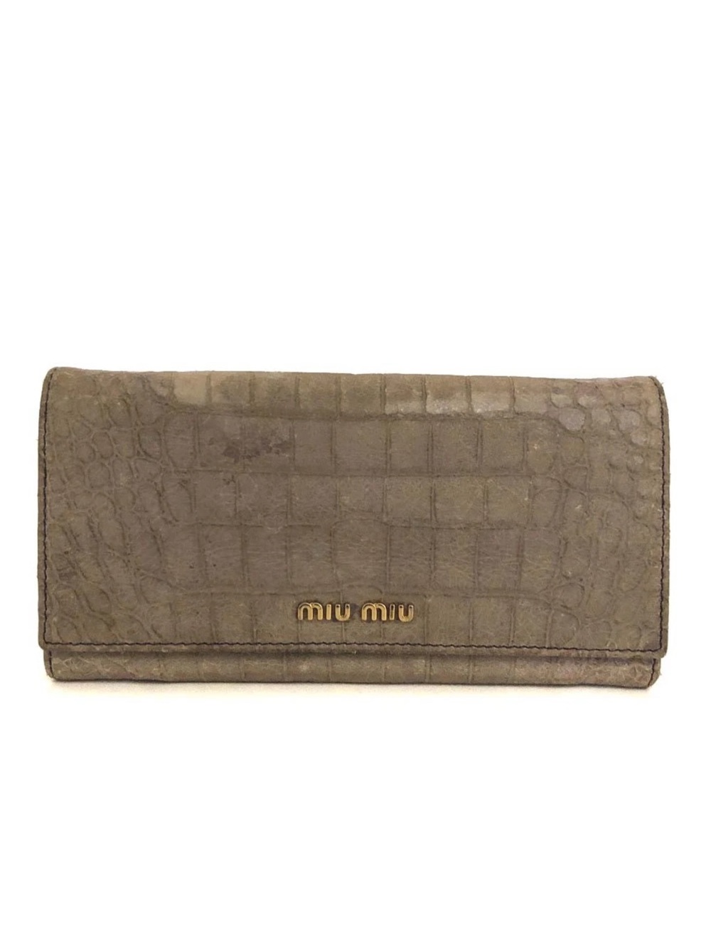 Authentic Miu Miu Croc-Embossed Leather Continental Wallet 👝